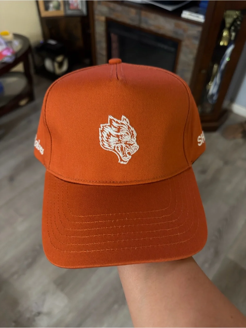 She Darc Sport Orange Cap with White Wolf Emblem